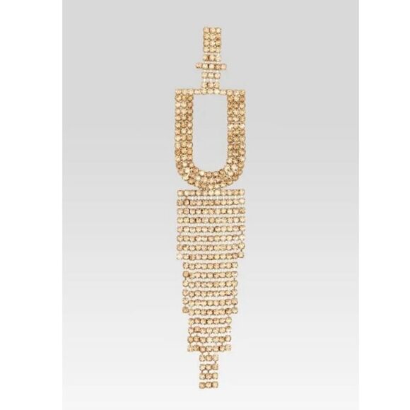 Retrofete Jewelry - Retrofête Crystal Alphabet U Fringe Drop Earring Gold